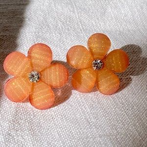 NEW Handmade Peach Orange Blossom Flower Stud Earrings